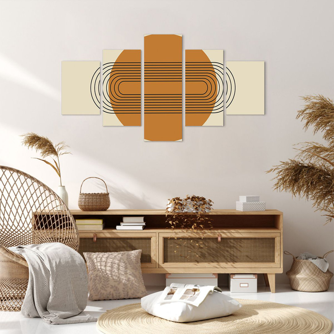 5-tlg. Leinwandbilder-Set Piece Geometric Orange