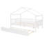 Lit double en bois avec lit gigogne simple, blanc-789874630-789874631