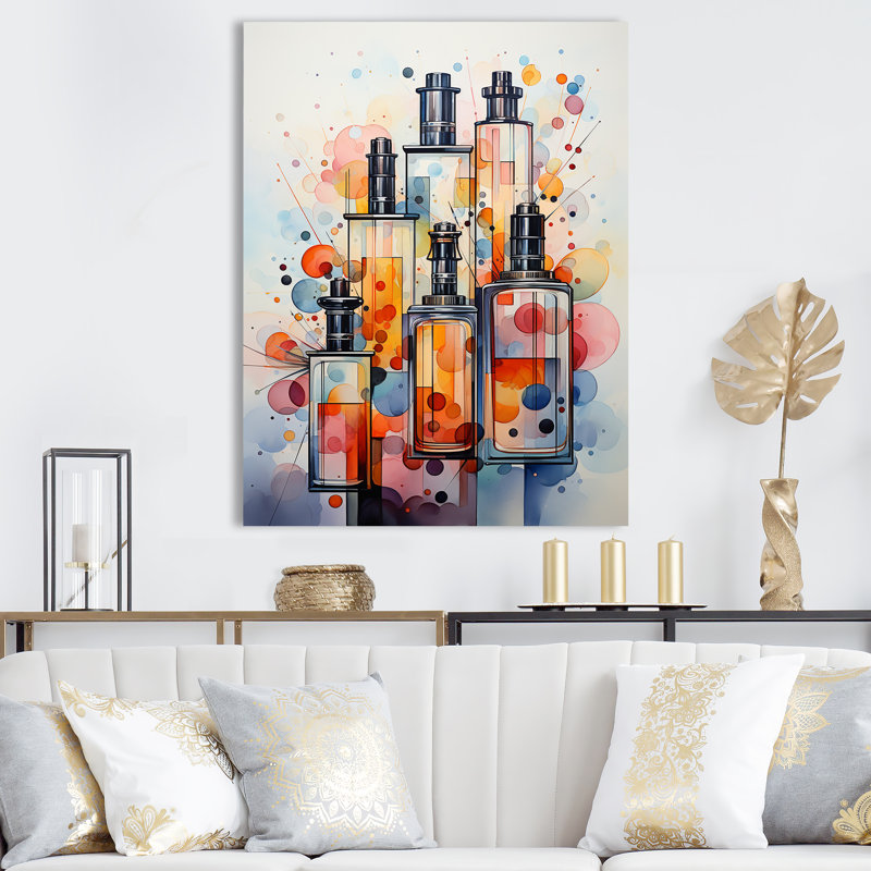 Orange parfumée cubisme parfums II - Parfums, art mural, H 44 po x l 34 po x P 1,5 po, Toile tendue
