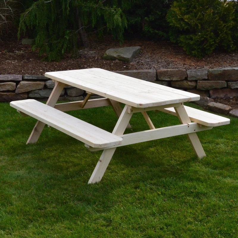 Keystone Amish Co. Spruce Picnic Table, 5-Foot, White Stain, 30" H x 55" W x 60" D, White Stain