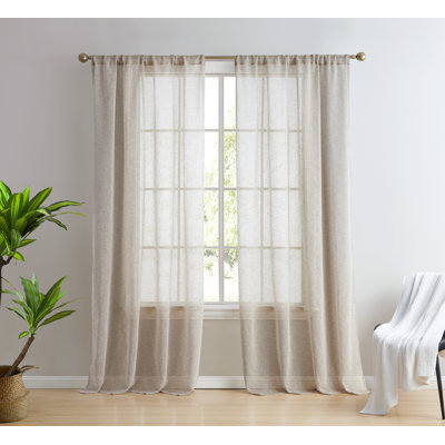Hailey Faux Linen Sheer Curtain Panels