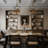 4-Light Black & Gold Fabric Shade Adjustable Chandelier with Universal Ceiling Design