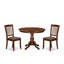 L'ensemble de salle à manger 3 pièces comprend une table de salle à manger ronde avec piédestal et 2 chaises rembourrées en tissu de lin, 42 x 42 pouces, acajou-1472533906