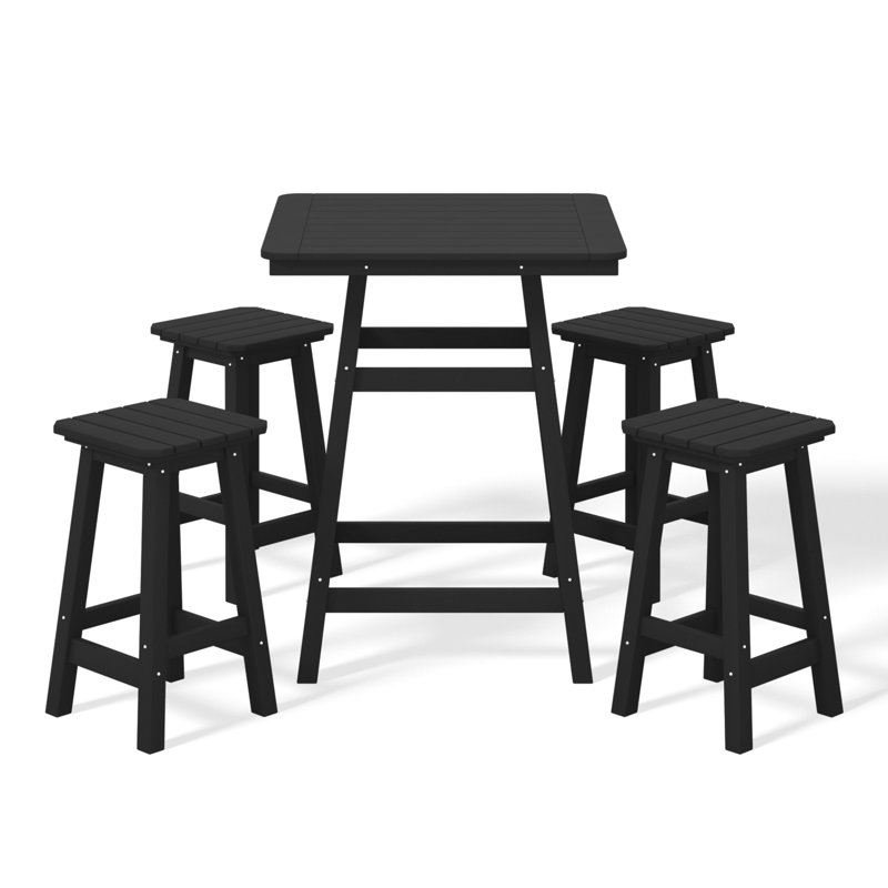 Ensemble de comptoir carré 5 pièces Laguna, Noir