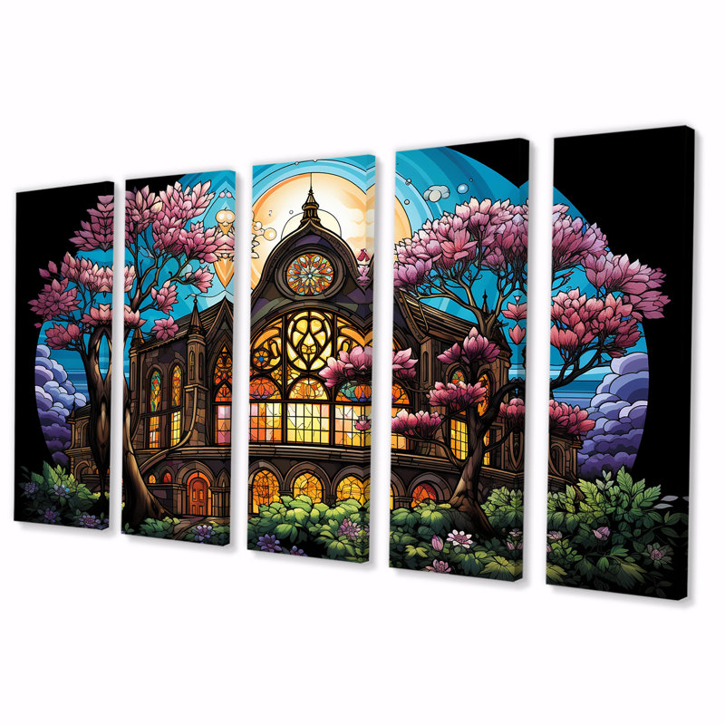 Floral Broadway Theatre - Art mural 5 pièces, H 32 po x l 80 po