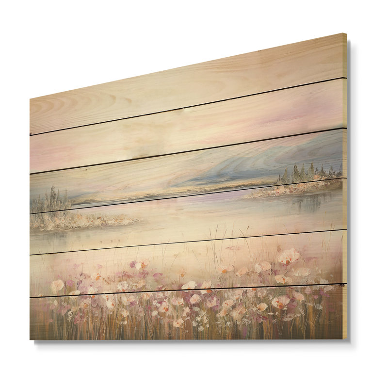 Meadow Smog Charm - Meadow Wood Wall Art On Natural Pine Wood, 24" H x 32" W