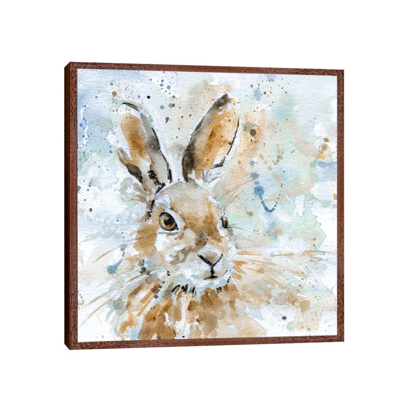 Hare - Painting on Canvas, Classic Brown Wood Framed Canvas, 45.72 cm H x 45.72 cm W