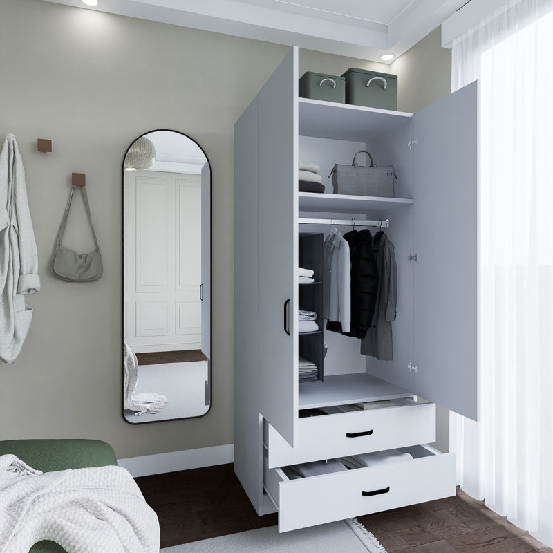 Berend 2 Door Manufactured Wood Wardrobe, Matte White