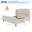 Structure de lit tapissier très grand en velours, tête de lit et pied de lit à oreilles de 51 po de hauteur avec capitonnage à boutons profonds, support en lattes de bois pouvant supporter 1000 lb, aucun sommier requis, assemblage facile, beige-809206539-809206543