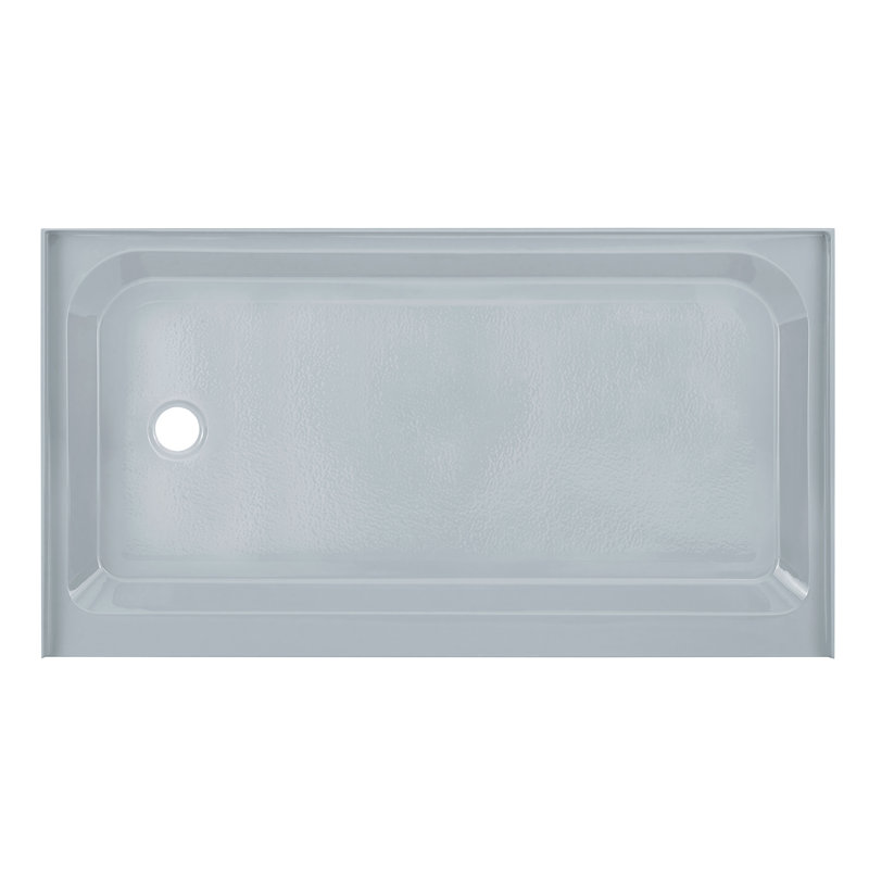 Base de douche en acrylique 60 po x 36 po Voltaire, Gauche, Gris