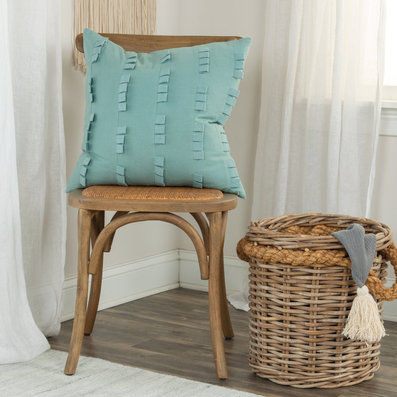 Housse de coussin en coton carrée/insert, Aqua