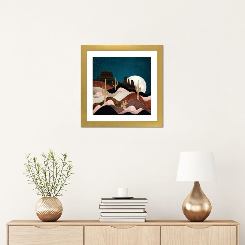 Étoiles du désert - impression, Gold Framed Paper, Blanc, 16" H x 16" W x 1" D