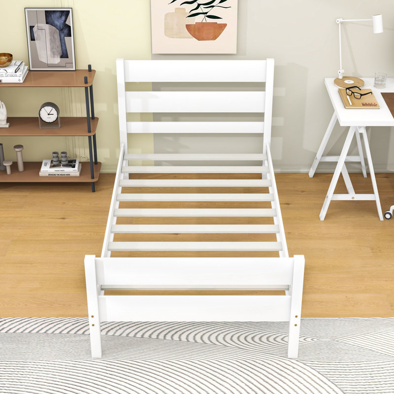Lit simple avec rangement spacieux sous le lit et lattes, Blanc