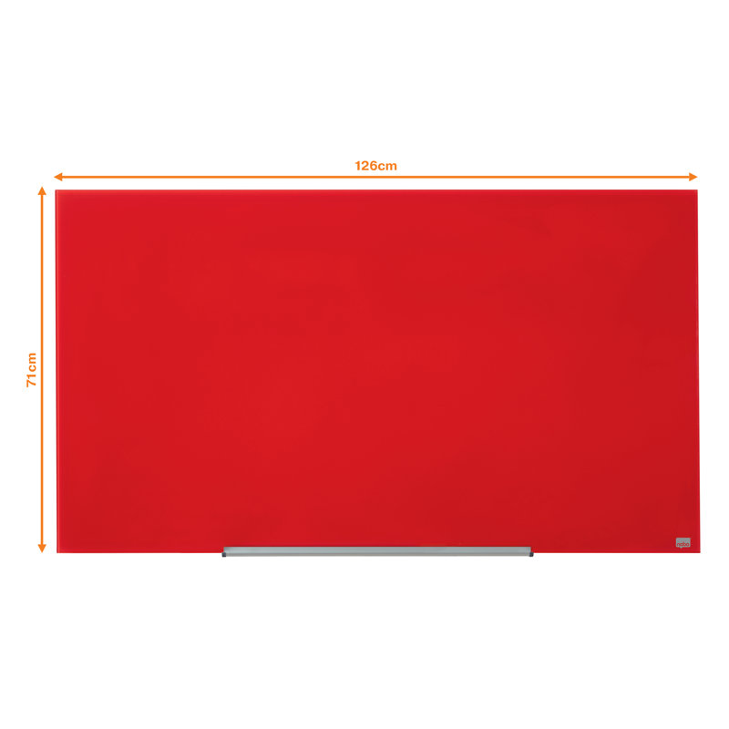 Wall Mounted Magnetic Glass Board, White, 71.1cm H x 126cm L