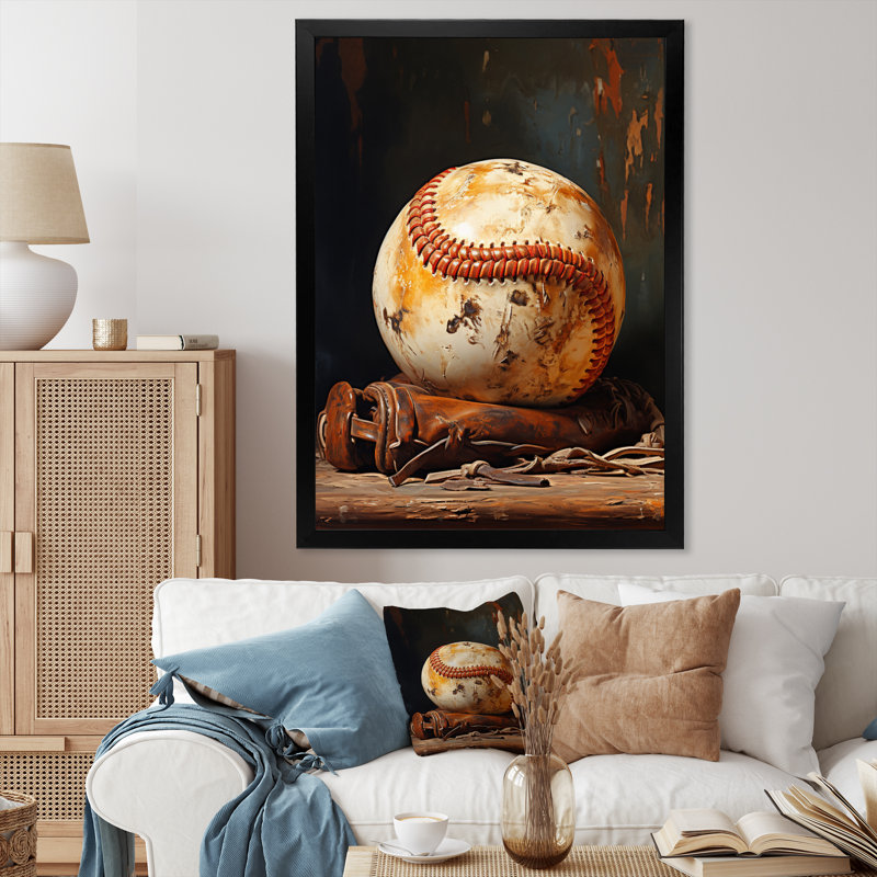 Gant de baseball Lesamuel, impression sur toile encadrée, Cadre photo noir, H 20 po x l 12 po x P 1 po