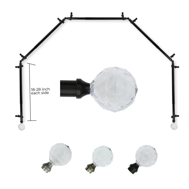 Tringle à rideaux simple ajustable Debbra, Noir, 18 à 28 po (de chaque côté)