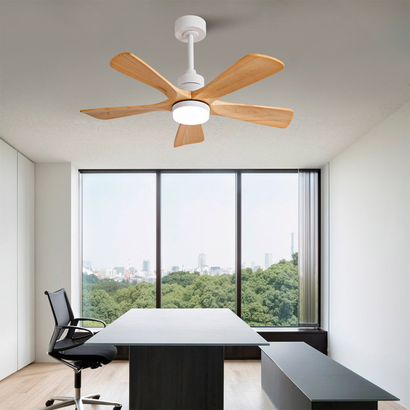 Hot sales Modern Ceiling Fans With Lights and Remote Control, 5 Solide Wood Blades, Reversible DC Motor, 42", Antique White