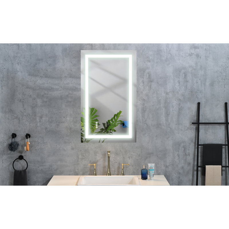 Miroir de salle de bain 40 po x 32 po à DEL pour salle de bain - Brouillard, à intensité variable, 3 couleurs, à mémoire de forme