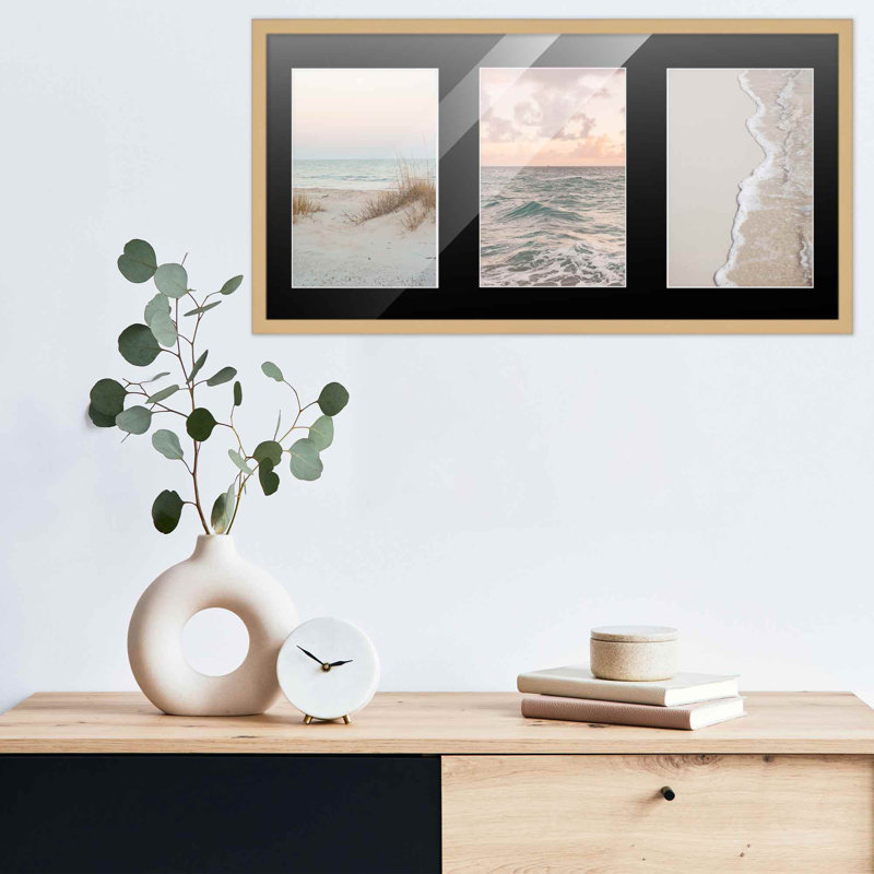 Cadre en bois Lymari, 4 po x 6 po, 7,5 po x 14,5 po, Naturel / noir