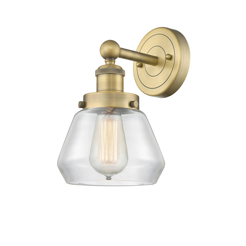Carrboro Armed Sconce, Clear, Brushed Brass