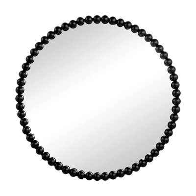 Circle Mirror with Metal Beaded Frame