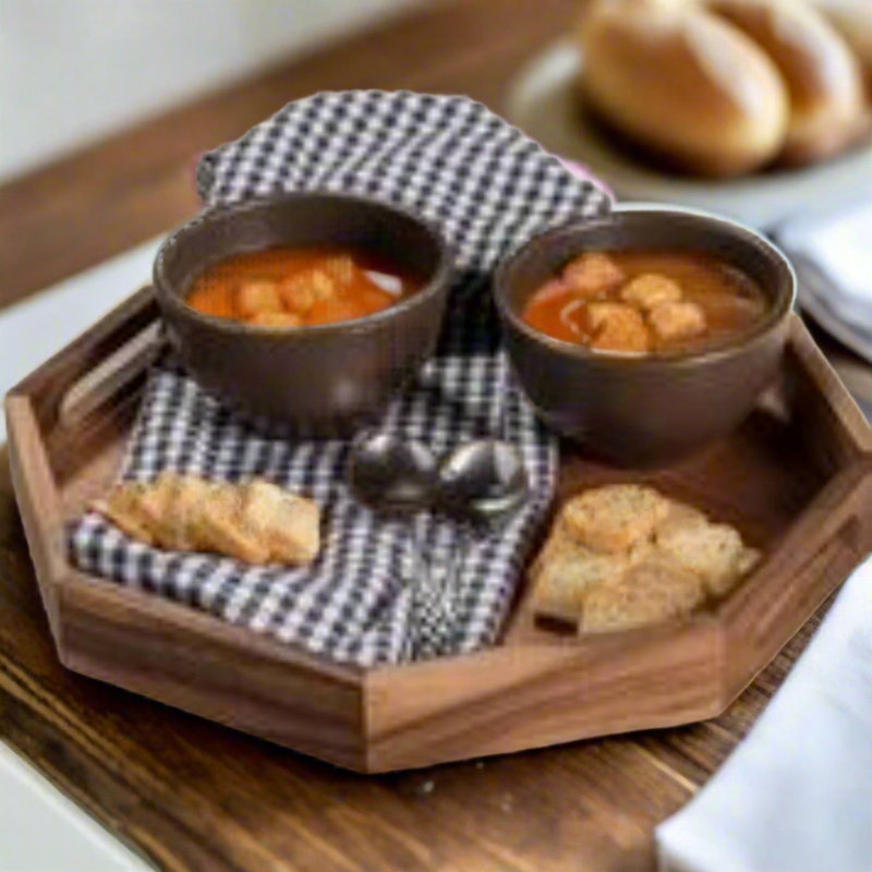 Acacia Wood Octagon Serving Tray 15"