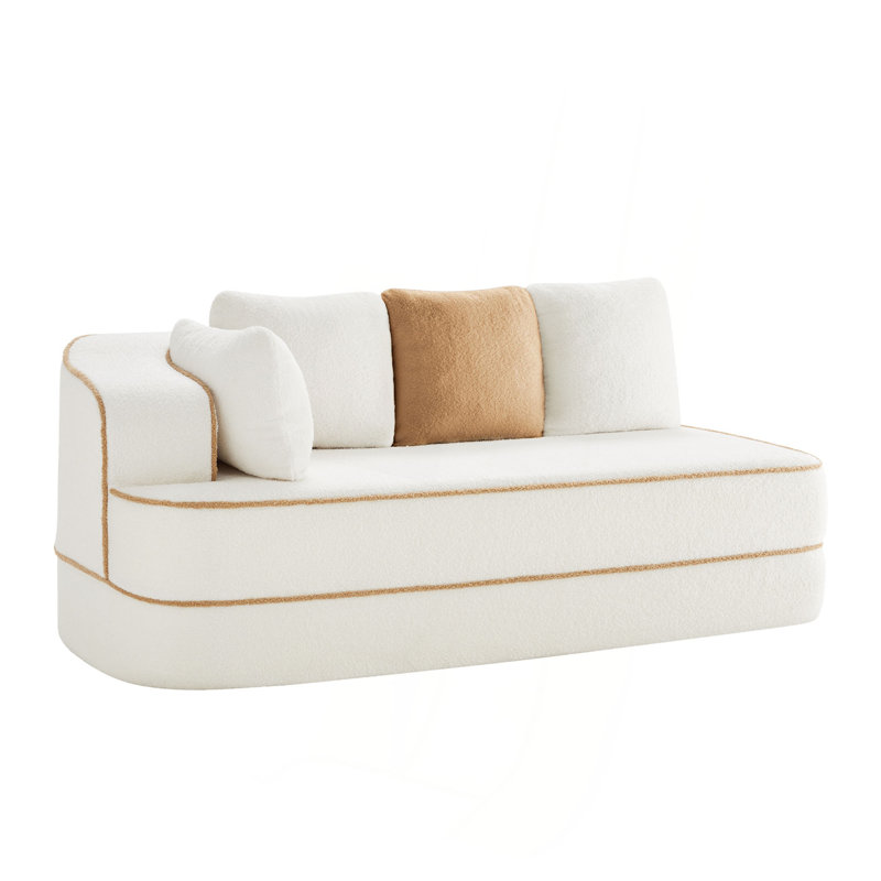 Canapé méridienne avec coussins en tissu, Orienté à gauche (vu de face), Blanc