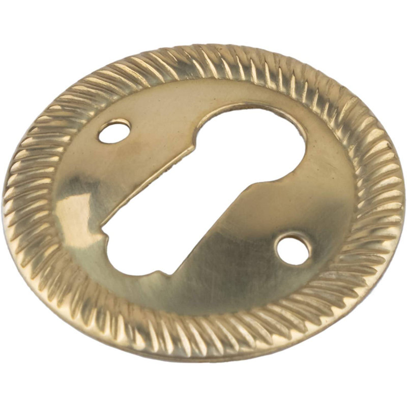 Antique Brass Oval Keyhole Cover with Rope Pattern