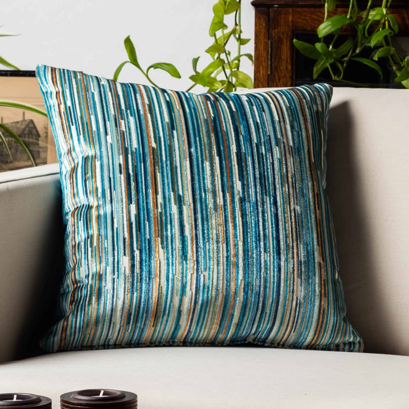 Striped Blue Cushion, 43x43cm, Cover only