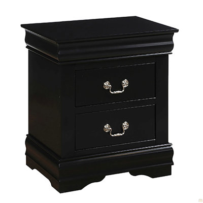 Black 2-Drawer Nightstand