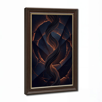 Tableau sur toile d'Halloween représentant un ruban sombre et torsadé aux fissures orange brillantes