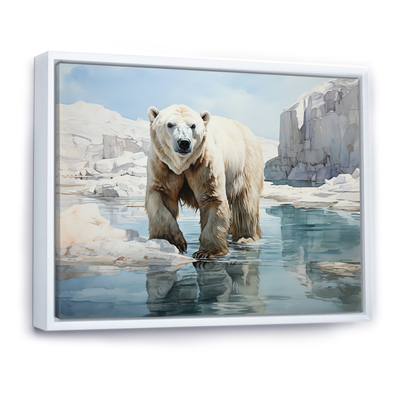 " White Teal Iceberg Pristine Solitude ", H 24 po x l 32 po x P 1 po, Cadre flottant blanc
