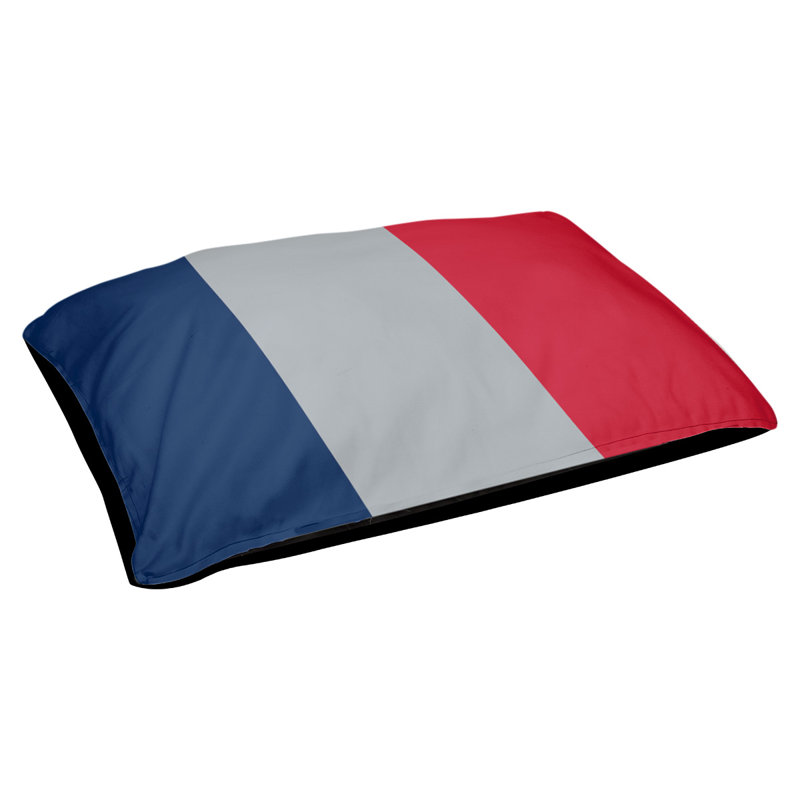 Coussin rectangulaire designer New York Bronx, Grand (L 40 po x l 50 po), Bleu / argent mat / rouge