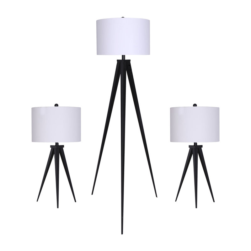 Metal,S,3,26,60"H,Table&Floor Tripod Lamps,Blk
