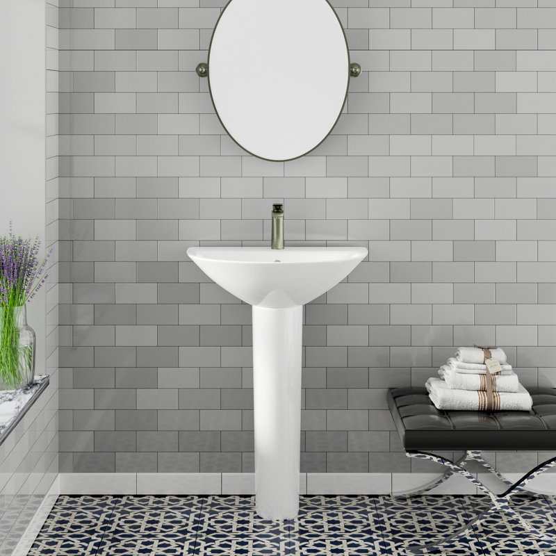 Lavabo sur pied Morning 650, avec 1 trou de robinet, trop-plein, blanc, Simple