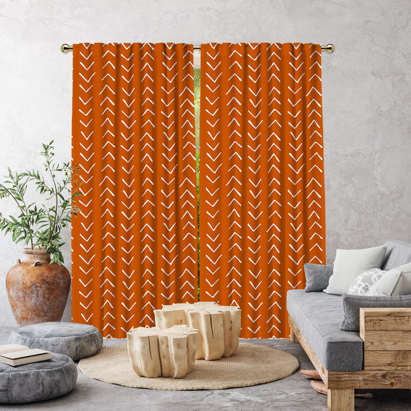 Bohemian Room Lined Single Panel Curtain, 140cm Width x 295cm Drop, Orange