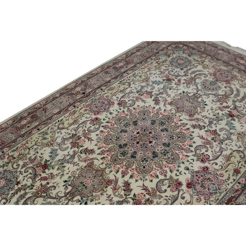 Tapis unique noué à la main beige / brun / gris de haute qualité