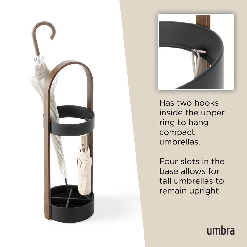 Bellwood Resin-Based Water-Resistant Umbrella Stand with Wood Veneer