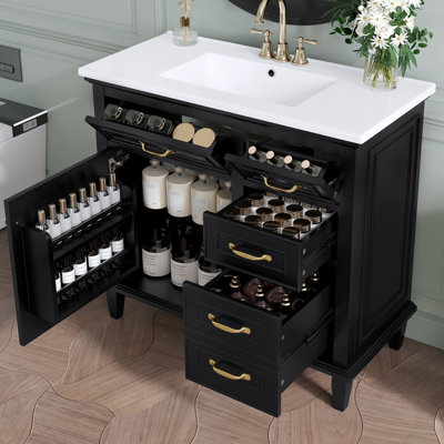 Meuble-lavabo simple 36 po avec plateau en céramique Lee