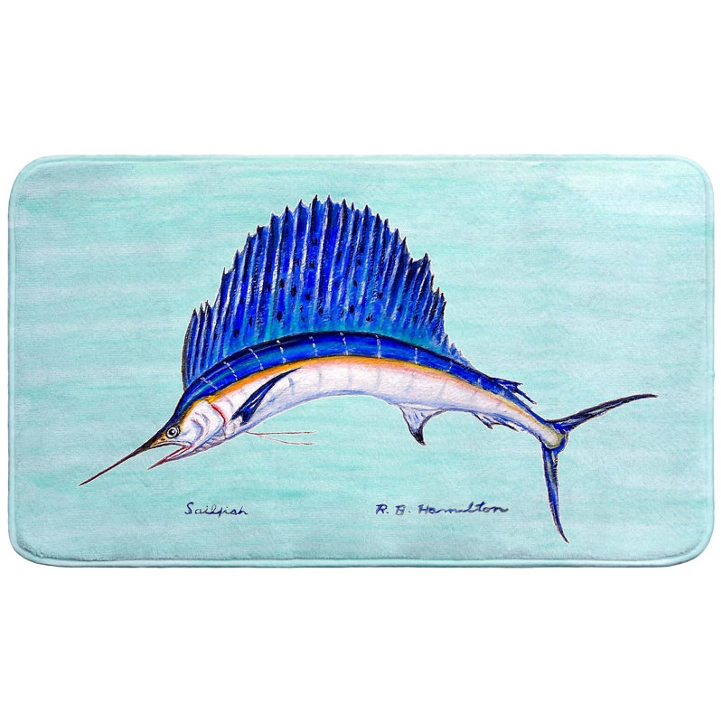 Sailfish - Tapis de bain, L 30 po x l 18 po, Sarcelle