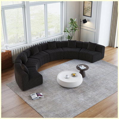 Canapé Canapé modulaire incurvé en chenille avec 2 coussins, canapé modulaire incurvé modulaire semi-circulaire pour la chambre à coucher, le salon, le bureau pour les loisirs ou la sieste, la salle de lecture et le hall d'entrée