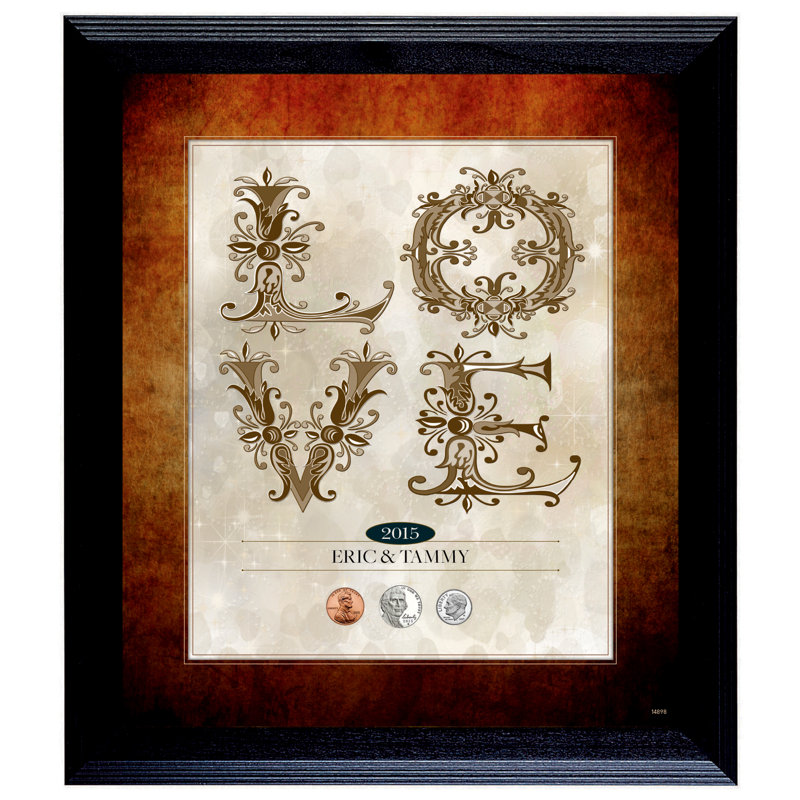 Art textuel encadré personnalisé «Love Year to Rappel Coin», Oui