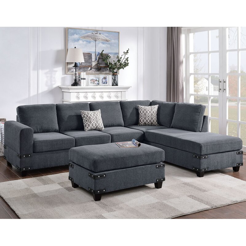 Winston Porter Saari 3 - Piece Upholstered Sectional & Reviews | Wayfair