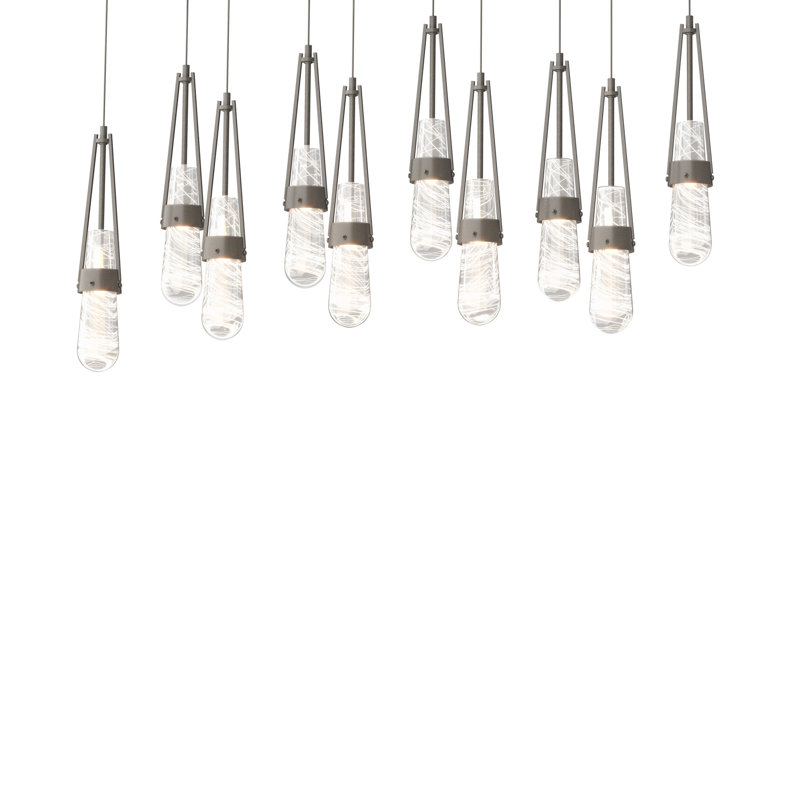 Link 10 - Light Pendant, Long: 19" to 130", Clear with White Threading Glass, Dark Smoke