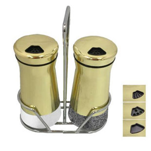 Gold Salt And Pepper Shaker with Stand