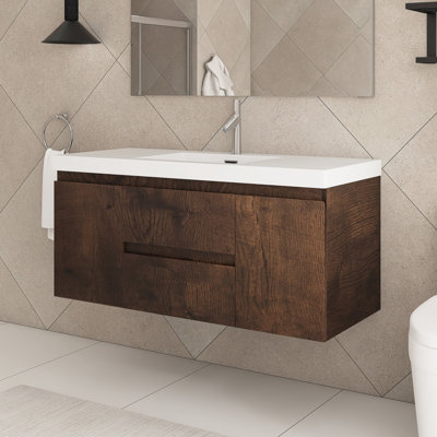 Meuble-lavabo mural simple 48 po avec plateau en résine Juriaan