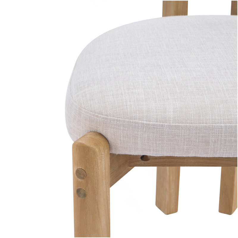 Ensemble de 2 chaises de salle à manger rembourrées beige avec cadre naturel scandinave, Beige, naturel