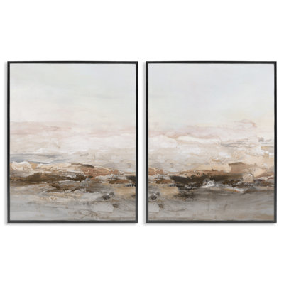 Ensemble de 2 giclées encadrées Mute Horizon Neutral Tones, design par Hazel J.