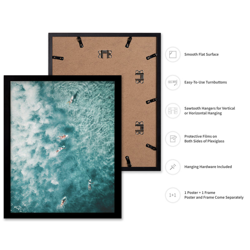 Surf, 12"H x 16"W, Poster, Black Framed