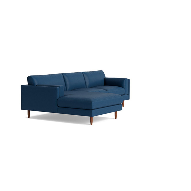 Skinny Fat Chaise Sectional, Left Hand Facing, Leather - Deep Blue